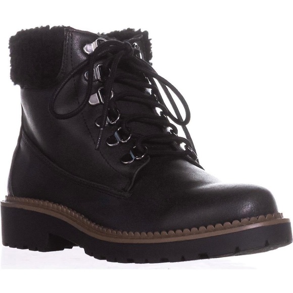 Esprit Womens Black Faux Fur Lined Lace Up Winter Boots 8.5 – Cozy Fall Style - Picture 1 of 7